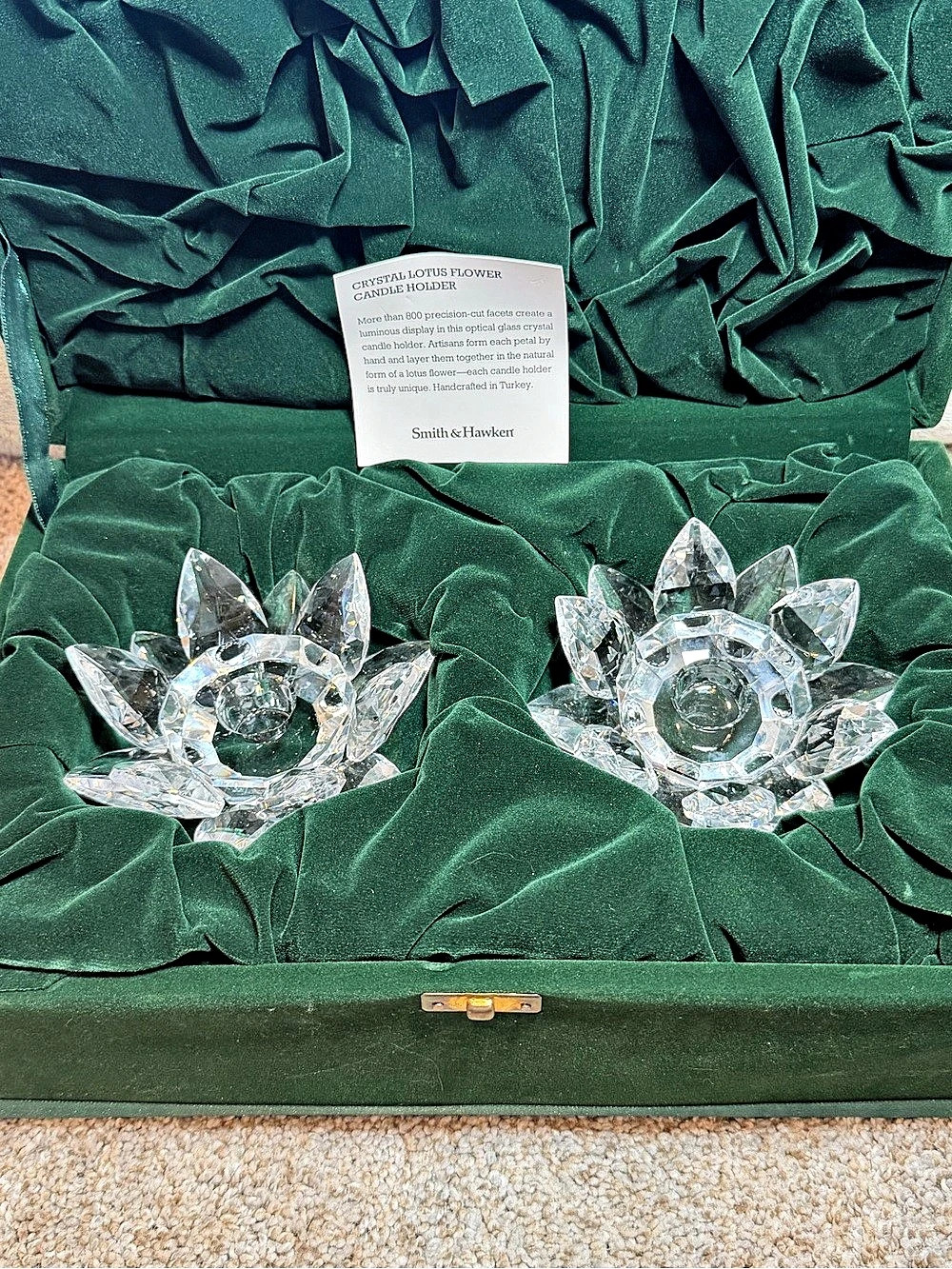 Smith & Hawken Crystal Lotus Flower Candle Holder Set